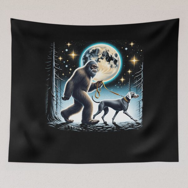 Item preview, Bigfoot Sasquatch Weimaraner Walking Dog Lover Moon designed and sold by Kimberley King Art  King Art.