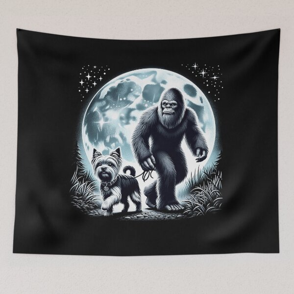 Item preview, Bigfoot Sasquatch Yorkshire Terrier Walking Dog Lover Moon designed and sold by Kimberley King Art  King Art.