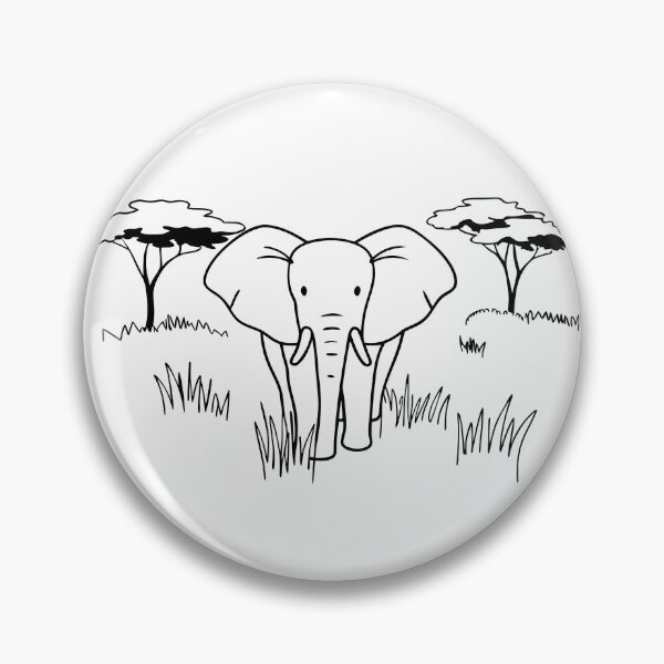 Item preview, Elephant Black Lines Savanna Landscape Nature Animal Art designed and sold by ART ATTACK ZONE.