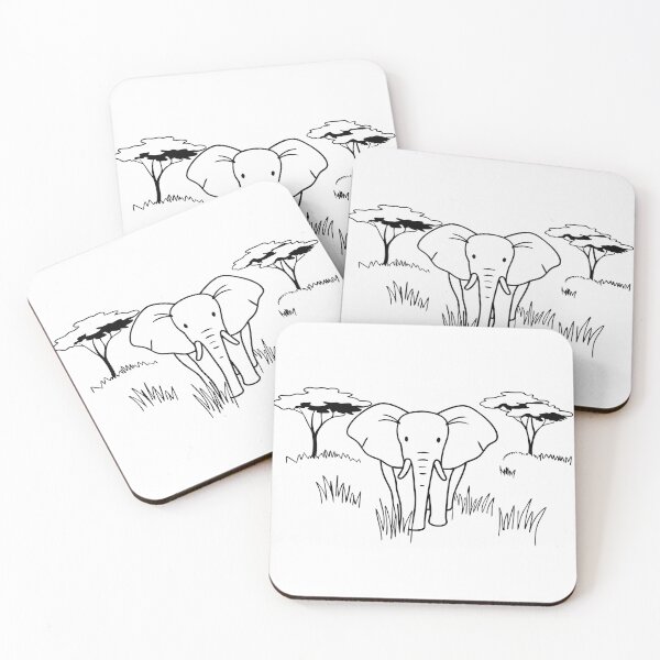 Item preview, Elephant Black Lines Savanna Landscape Nature Animal Art designed and sold by ART ATTACK ZONE.