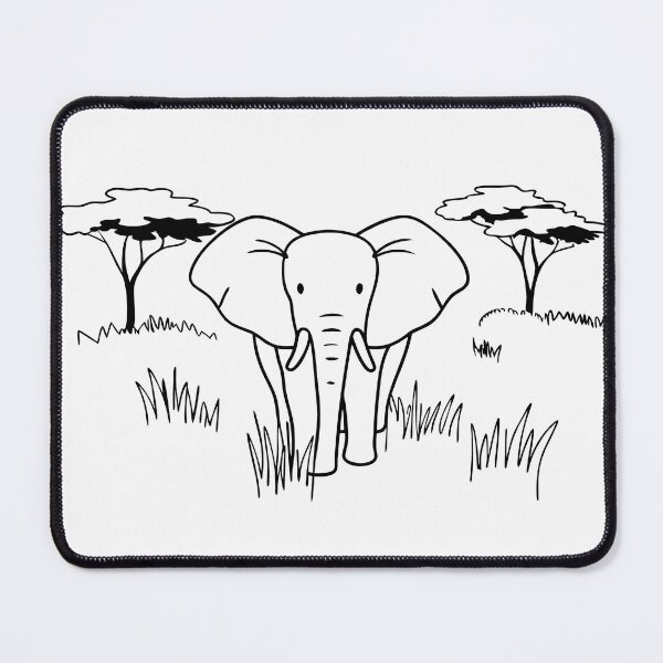 Item preview, Elephant Black Lines Savanna Landscape Nature Animal Art designed and sold by ART ATTACK ZONE.