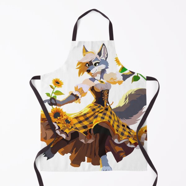 Item preview, Dancing wolf girl in yellow dress, sunflowers designed and sold by KlakkDrawsStuff.