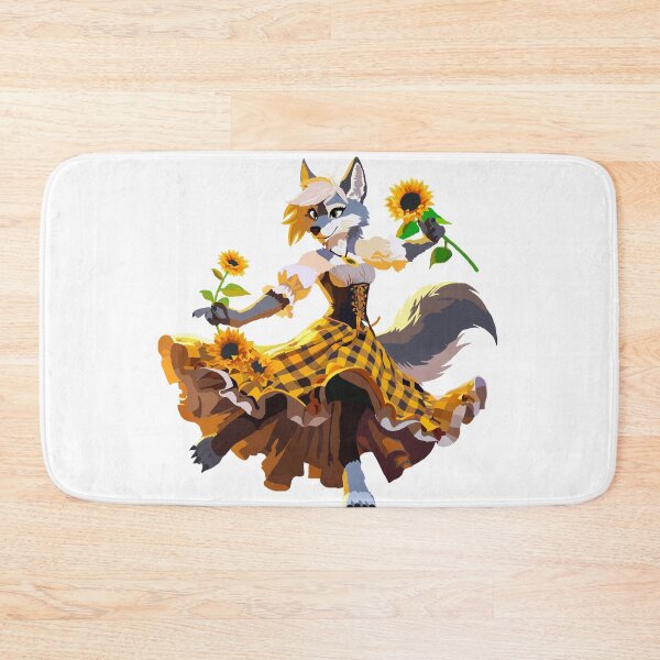 Item preview, Dancing wolf girl in yellow dress, sunflowers designed and sold by KlakkDrawsStuff.