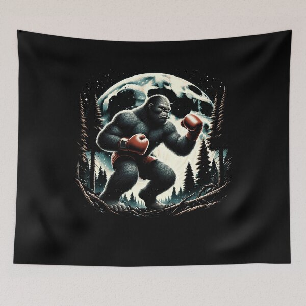 Item preview, Sasquatch Bigfoot Boxing Full Moon Boxer designed and sold by Kimberley King Art  King Art.