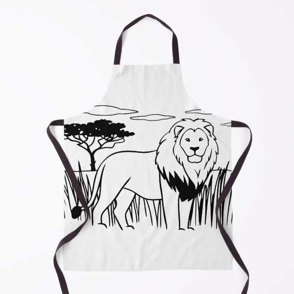 Item preview, Lion Black Lines Savanna Landscape Nature Animal Art designed and sold by ART ATTACK ZONE.