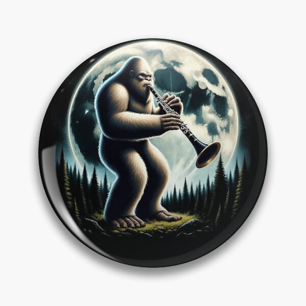 Item preview, Sasquatch Bigfoot Playing Clarinet on Full Moon Clarinet Player Clarinetist designed and sold by Kimberley King Art  King Art.