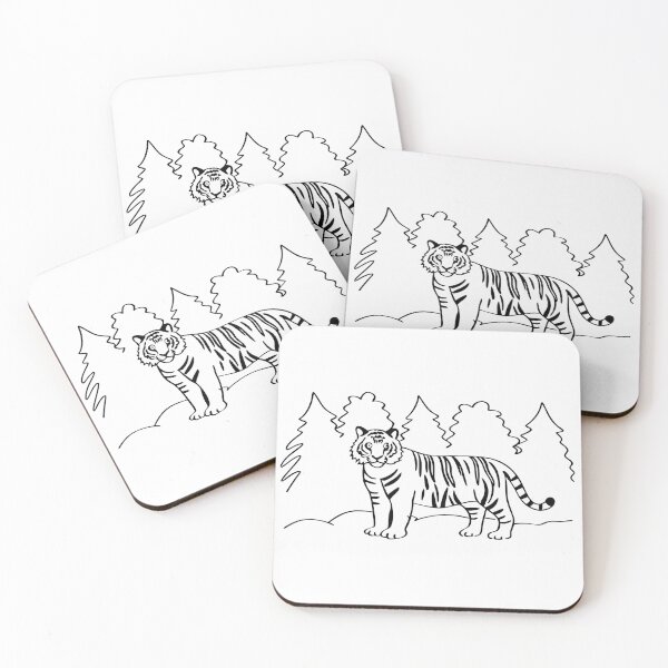 Item preview, Tiger Black Lines Savanna Landscape Nature Animal Art designed and sold by ART ATTACK ZONE.
