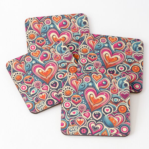 Item preview, Minimalistic abstract vibrant hearts seamless pattern designed and sold by Kalpa.