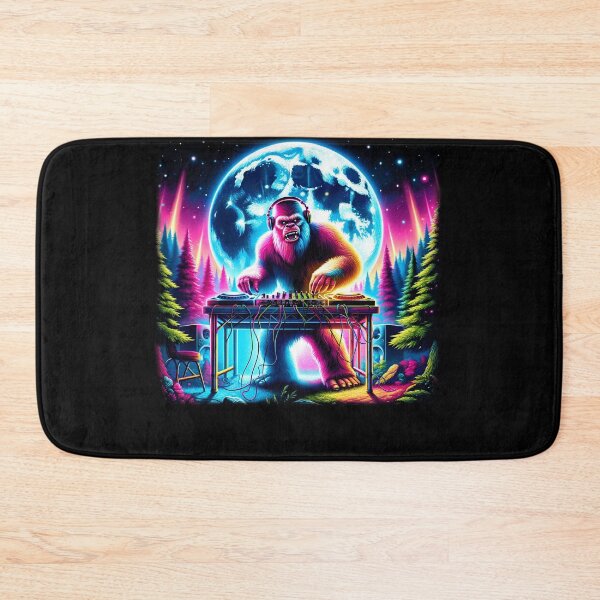 Item preview, Sasquatch Bigfoot DJ DJing in Forest EDM Dance Club designed and sold by Kimberley King Art  King Art.