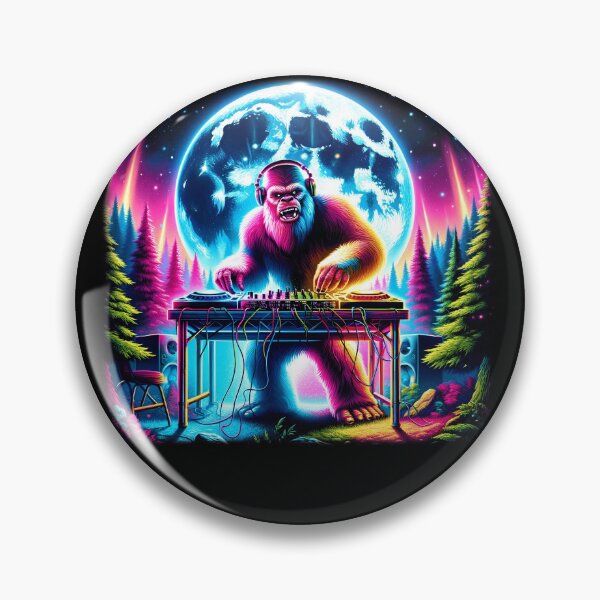 Item preview, Sasquatch Bigfoot DJ DJing in Forest EDM Dance Club designed and sold by Kimberley King Art  King Art.