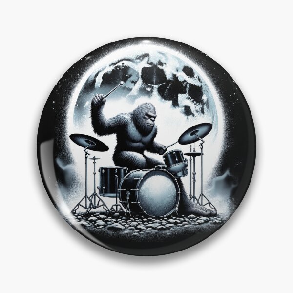 Item preview, Sasquatch Bigfoot Playing Drums on Full Moon Drumkit Player Drummer designed and sold by Kimberley King Art  King Art.