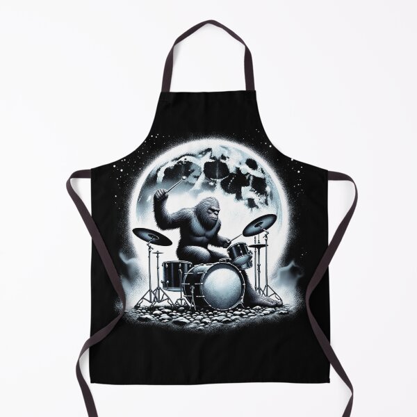 Item preview, Sasquatch Bigfoot Playing Drums on Full Moon Drumkit Player Drummer designed and sold by Kimberley King Art  King Art.
