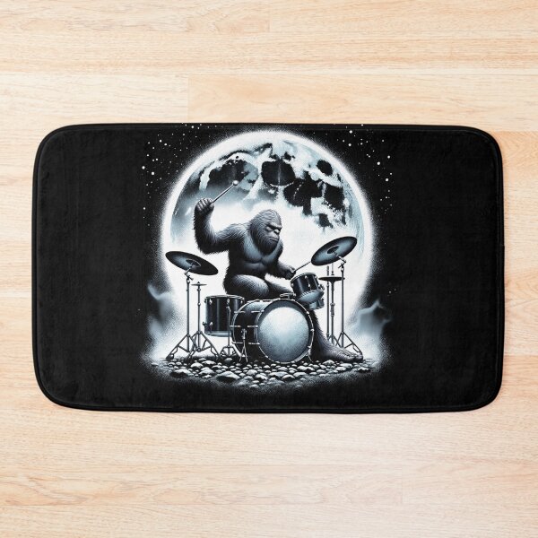 Item preview, Sasquatch Bigfoot Playing Drums on Full Moon Drumkit Player Drummer designed and sold by Kimberley King Art  King Art.
