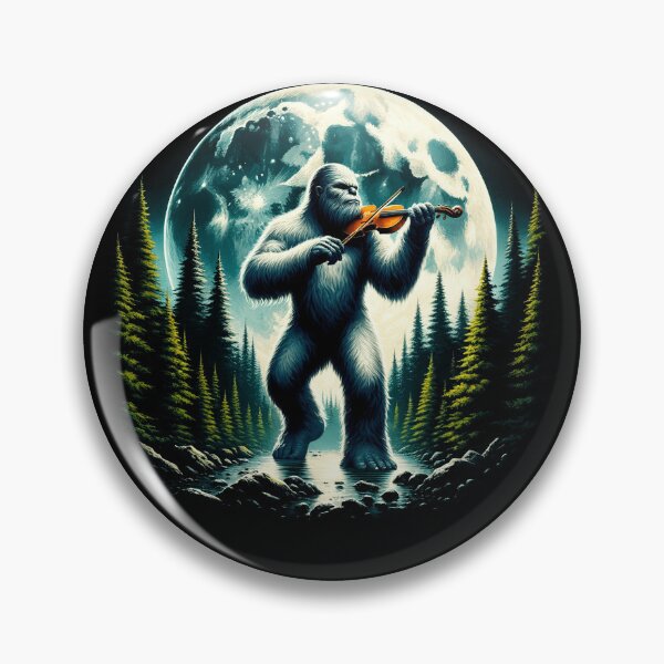 Item preview, Sasquatch Bigfoot Playing Fiddle on Full Moon Fiddle Player designed and sold by Kimberley King Art  King Art.