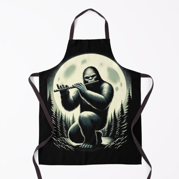 Item preview, Sasquatch Bigfoot Playing Flute on Full Moon Flute Player Flutist designed and sold by Kimberley King Art King Art.