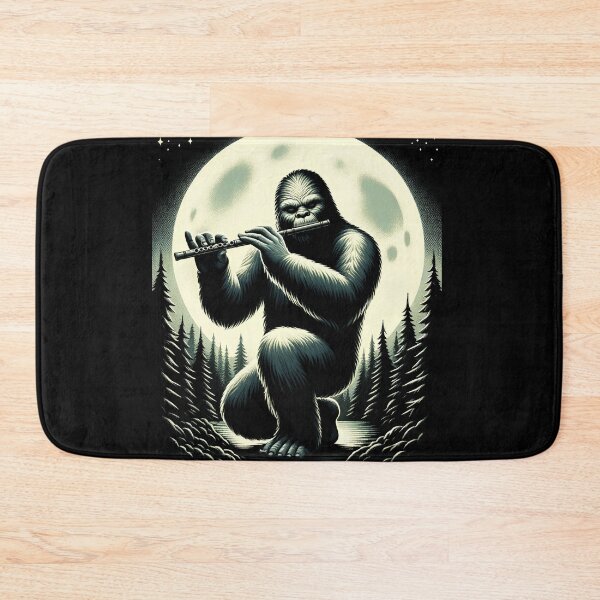 Item preview, Sasquatch Bigfoot Playing Flute on Full Moon Flute Player Flutist designed and sold by Kimberley King Art  King Art.