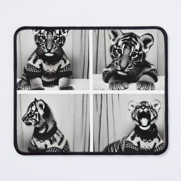 Item preview, Cute Baby Tiger Posing in a Photobooth | Adorable Tiger Cub Photography | Playful and Funny Animal Moments designed and sold by PaintedPixels01.