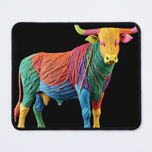 Item preview, Cow Colorful Animals Yarn Sculptures Art Creative Texture designed and sold by ART ATTACK ZONE.