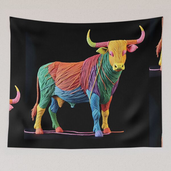 Item preview, Cow Colorful Animals Yarn Sculptures Art Creative Texture designed and sold by ART ATTACK ZONE.