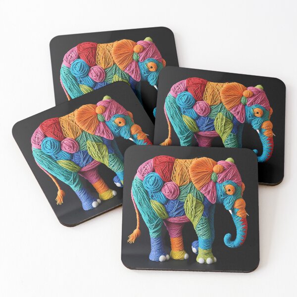 Item preview, Elephant Colorful Animals Yarn Sculptures Art Creative Texture designed and sold by ART ATTACK ZONE.