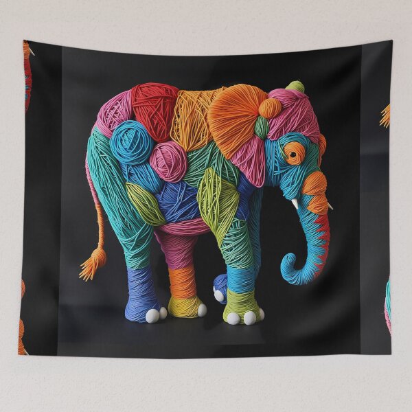 Item preview, Elephant Colorful Animals Yarn Sculptures Art Creative Texture designed and sold by ART ATTACK ZONE.