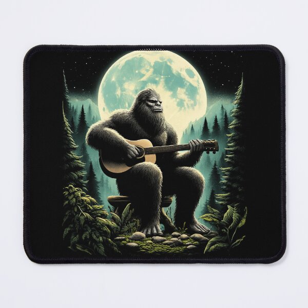 Item preview, Sasquatch Bigfoot Playing Guitar on Full Moon Guitar Player Guitarist designed and sold by Kimberley King Art King Art.