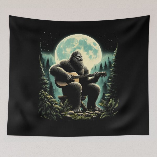 Item preview, Sasquatch Bigfoot Playing Guitar on Full Moon Guitar Player Guitarist designed and sold by Kimberley King Art  King Art.