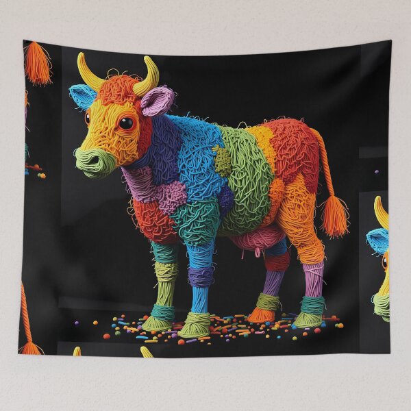 Item preview, Bull Colorful Animals Yarn Sculptures Art Creative Texture designed and sold by ART ATTACK ZONE.