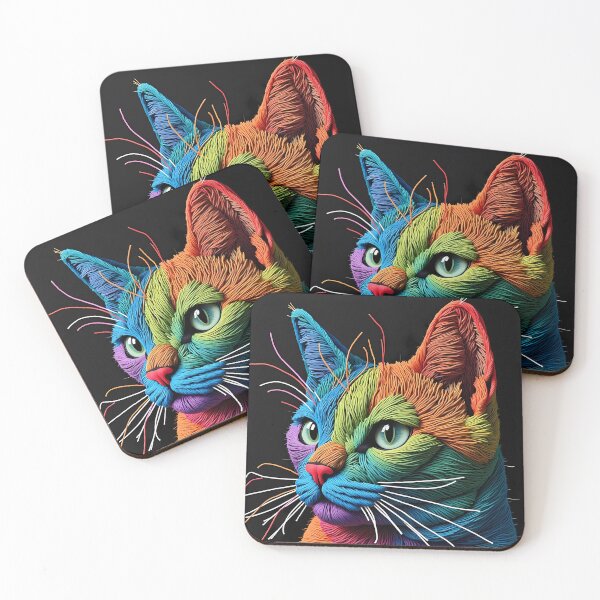 Item preview, Cat Colorful Animals Yarn Sculptures Art Creative Texture designed and sold by ART ATTACK ZONE.