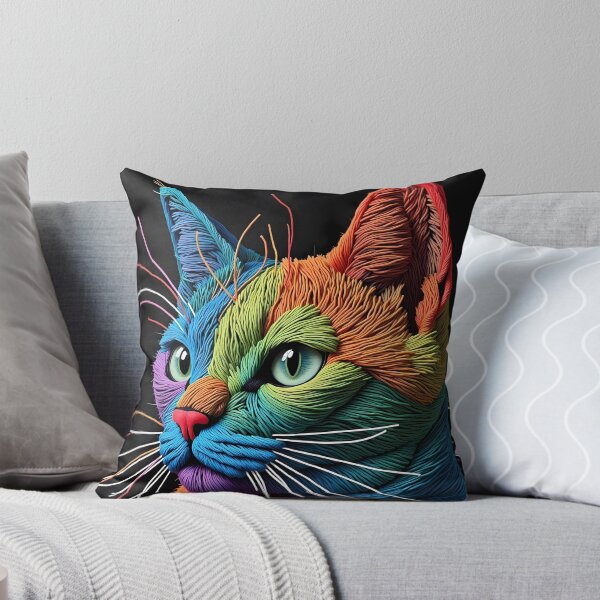 Item preview, Cat Colorful Animals Yarn Sculptures Art Creative Texture designed and sold by ART ATTACK ZONE.