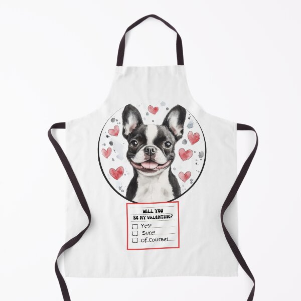 Item preview, Adorable Watercolor Boston Terrier with Circle and Hearts – Valentine’s Day Question designed and sold by M1234s.