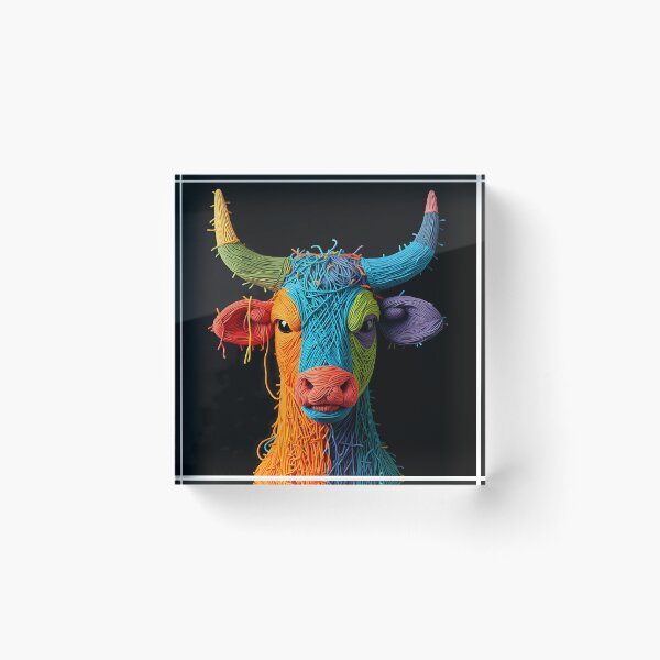 Item preview, Bull Colors Animals Yarn Sculptures Art Creative Texture designed and sold by ART ATTACK ZONE.