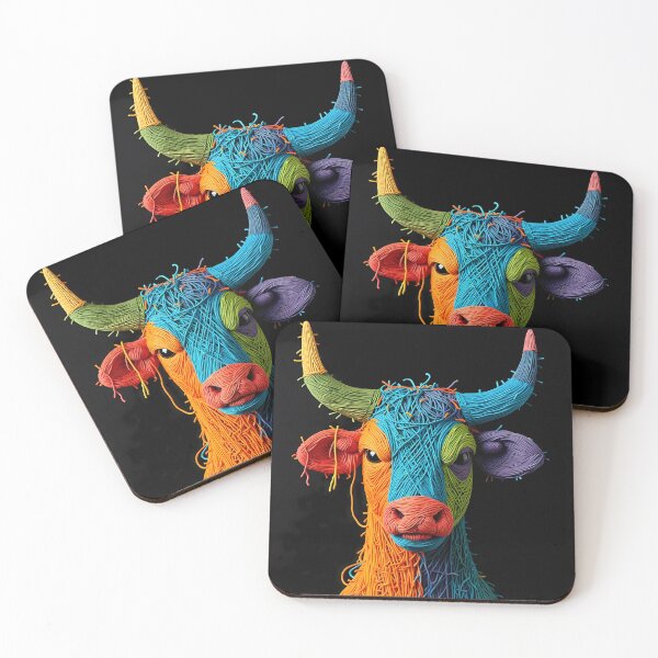 Item preview, Bull Colors Animals Yarn Sculptures Art Creative Texture designed and sold by ART ATTACK ZONE.