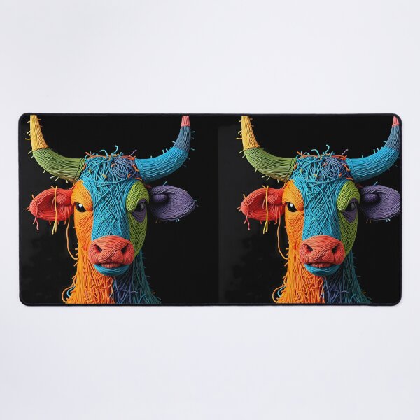 Item preview, Bull Colors Animals Yarn Sculptures Art Creative Texture designed and sold by ART ATTACK ZONE.