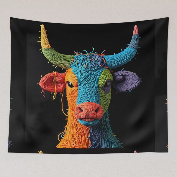 Item preview, Bull Colors Animals Yarn Sculptures Art Creative Texture designed and sold by ART ATTACK ZONE.