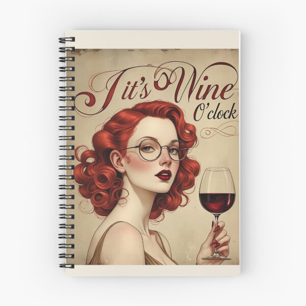 Item preview, Its Wine O'Clock! Red haired woman beautiful poster art designed and sold by Vintage Designs +.