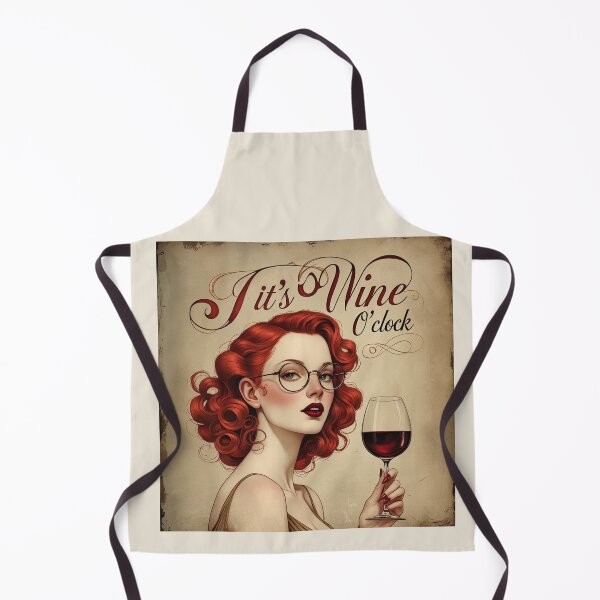 Item preview, Its Wine O'Clock! Red haired woman beautiful poster art designed and sold by Vintage Designs +.