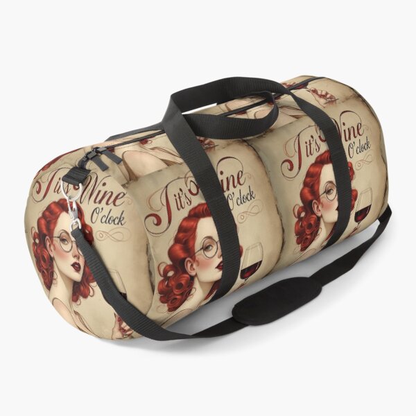 Item preview, Its Wine O'Clock! Red haired woman beautiful poster art designed and sold by Vintage Designs +.
