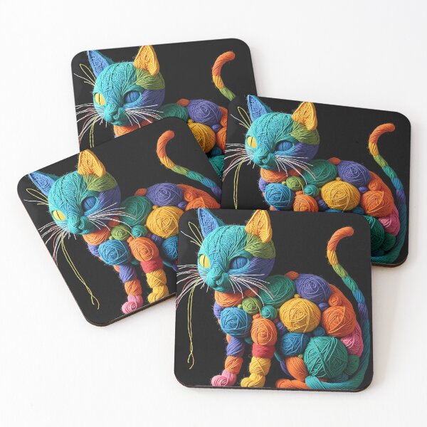 Item preview, Kitty Colorful Animals Yarn Sculptures Art Creative Texture designed and sold by ART ATTACK ZONE.