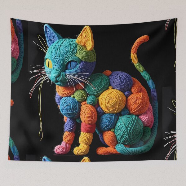 Item preview, Kitty Colorful Animals Yarn Sculptures Art Creative Texture designed and sold by ART ATTACK ZONE.
