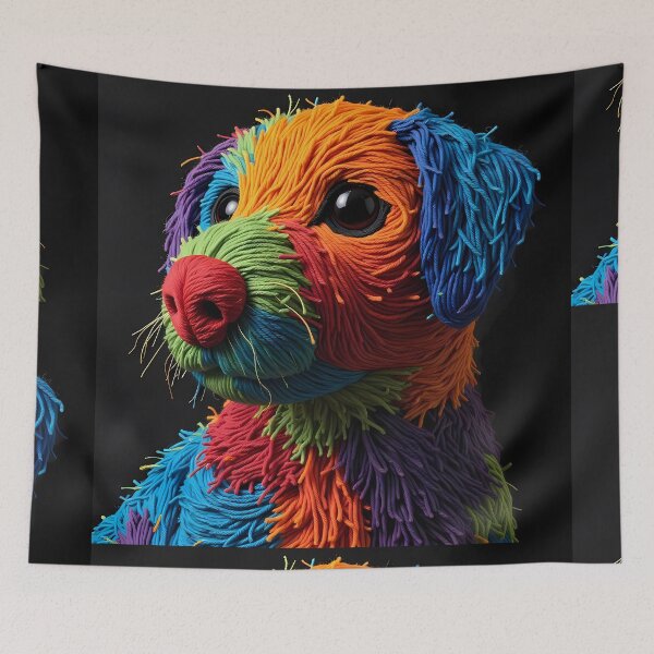 Item preview, Doggie Colorful Animals Yarn Sculptures Art Creative Texture designed and sold by ART ATTACK ZONE.