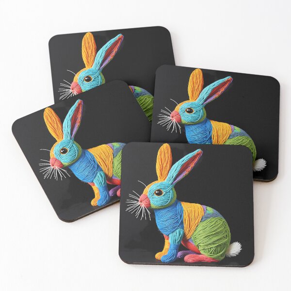 Item preview, Rabbits Colorful Animals Yarn Sculptures Art Creative Texture designed and sold by ART ATTACK ZONE.