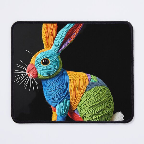Item preview, Rabbits Colorful Animals Yarn Sculptures Art Creative Texture designed and sold by ART ATTACK ZONE.