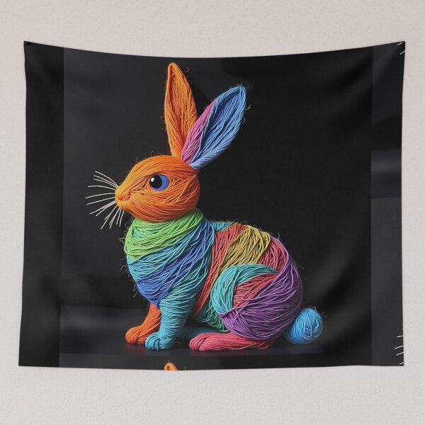 Item preview,  Colorful Rabbit Yarn Sculptures Art Creative Texture designed and sold by ART ATTACK ZONE.