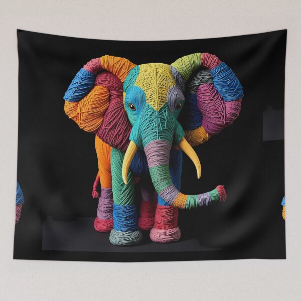 Item preview,  Colorful Elephant Yarn Sculptures Art Creative Texture designed and sold by ART ATTACK ZONE.
