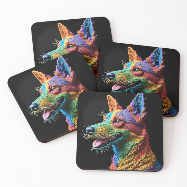 Item preview, Coyote Colorful Animals Yarn Sculptures Art Creative Texture designed and sold by ART ATTACK ZONE.