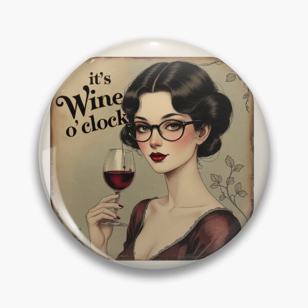 Item preview, Its Wine O'Clock! Redhead beautiful poster art designed and sold by Vintage Designs +.
