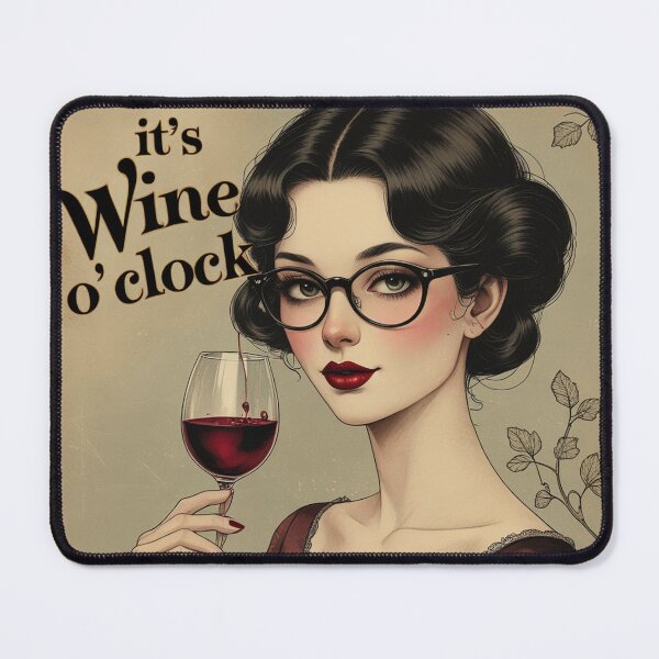 Item preview, Its Wine O'Clock! Redhead beautiful poster art designed and sold by Vintage Designs +.