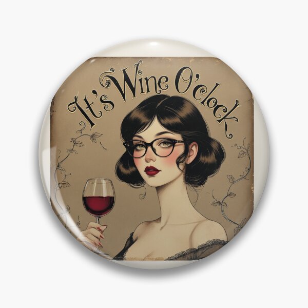 Item preview, Its Wine O'Clock! Redhead beautiful poster art designed and sold by Vintage Designs +.