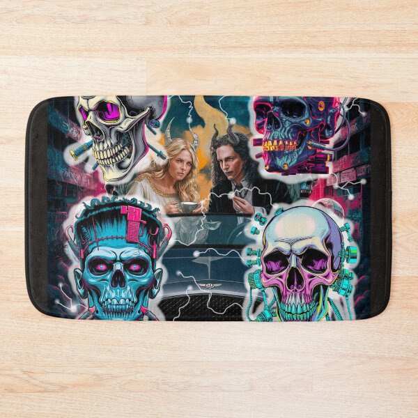 Item preview, Futuristic Cyberpunk Skulls and Mythical Figures in a Surreal Urban Setting designed and sold by Thaivi Design.